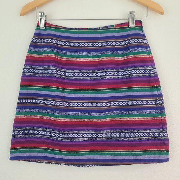 Shrinking Violet Womens Boho Mini Skirt Size S Southwestern Aztec Beachy Hippie - Picture 5 of 8